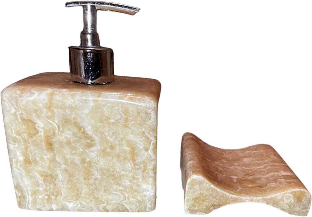 Bloomingville 2-delige set: zeepdispensers Cheran groen/beige