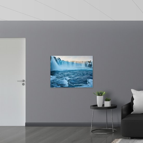 WallClassics - Toile - Chutes d'eau de Goðafoss en Islande - 100x75 cm Photo sur Toile (Décoration murale sur Toile)