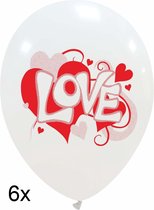 LOVE (helium) ballonnen wit-rood, 6 st., 30 cm