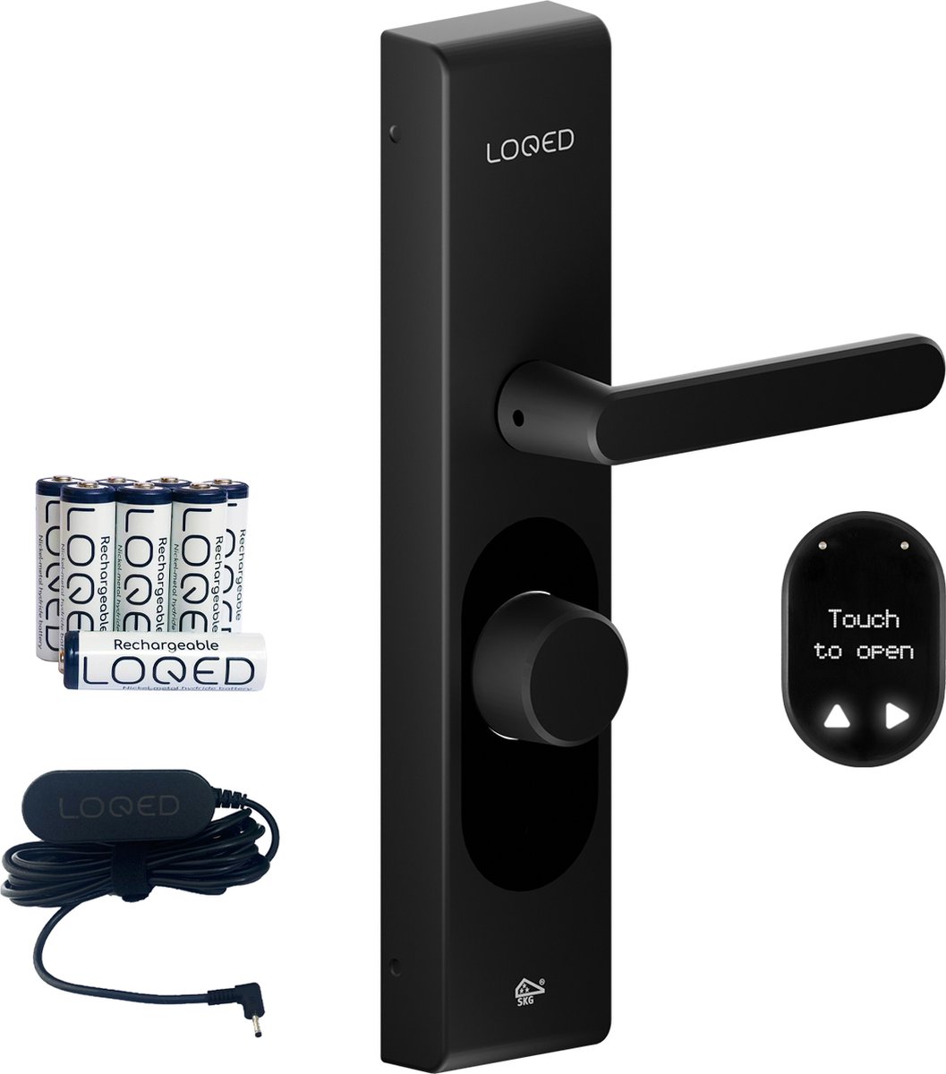 Loqed Bundel Smart Lock & Power Kit - Slim Deurslot - Smart Home - Cilinder & Codetoegang - Zwart - LOQED