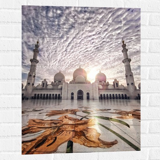 WallClassics - Muursticker - Moskee in Abu Dhabi - Sjeik Zayed Moskee - 60x80 cm Foto op Muursticker