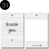 10x Label / Kaartje van karton / Cadeaulabels | THANK YOU | 85 x 55 mm | zwart-wit