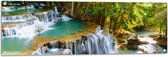 Tuinposter – Bos vol met Watervallen en Groene Bomen - 120x40 cm Foto op Tuinposter (wanddecoratie voor buiten en binnen)