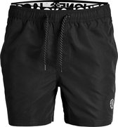 Jack & Jones Zwemshort Heren JPSTFIJI Dubbele Waistband Zwart - Maat XXL - Zwembroek