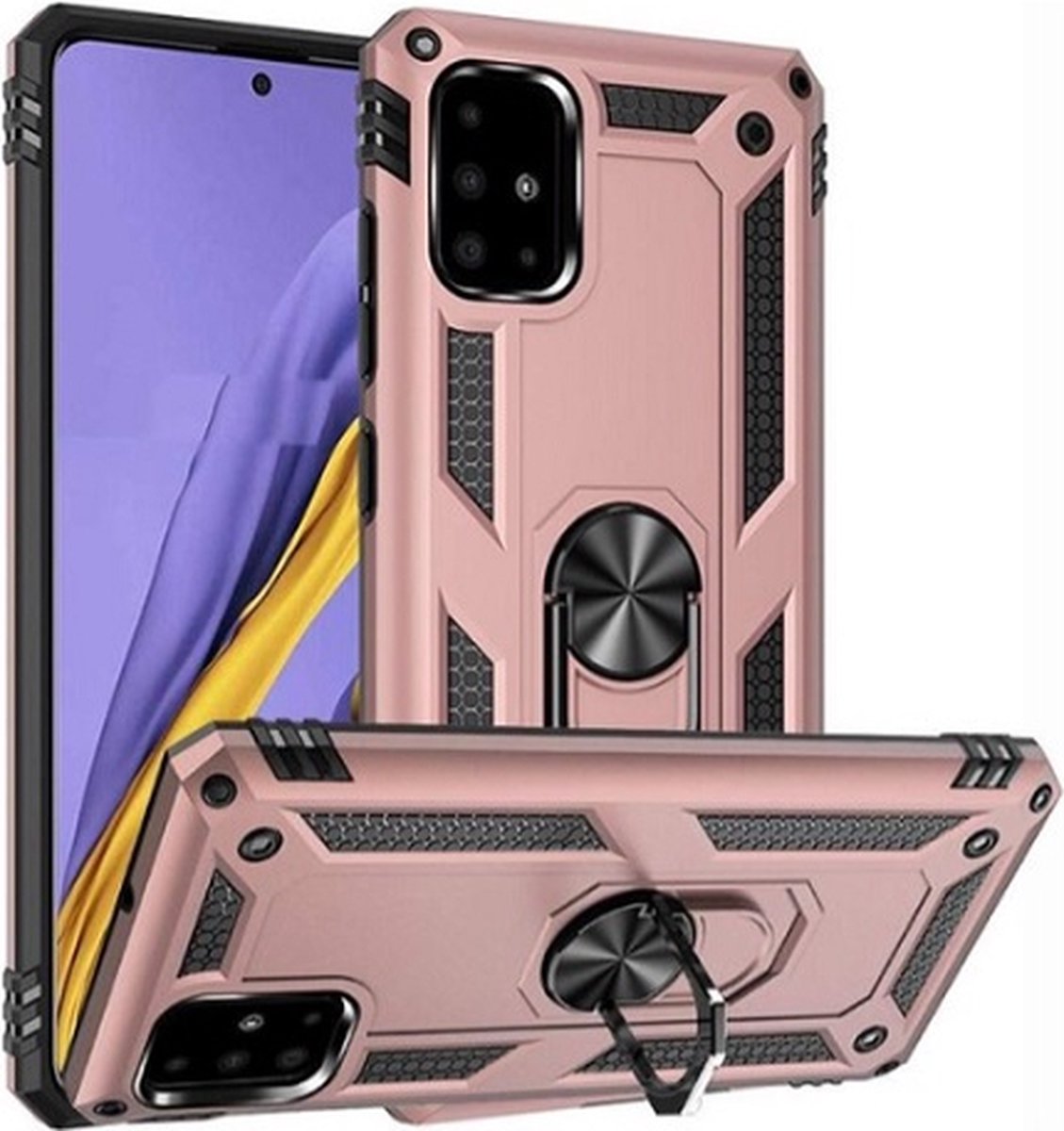 Samsung A71 Hybrid Armor Anti Shock Hoesje Rose Goud