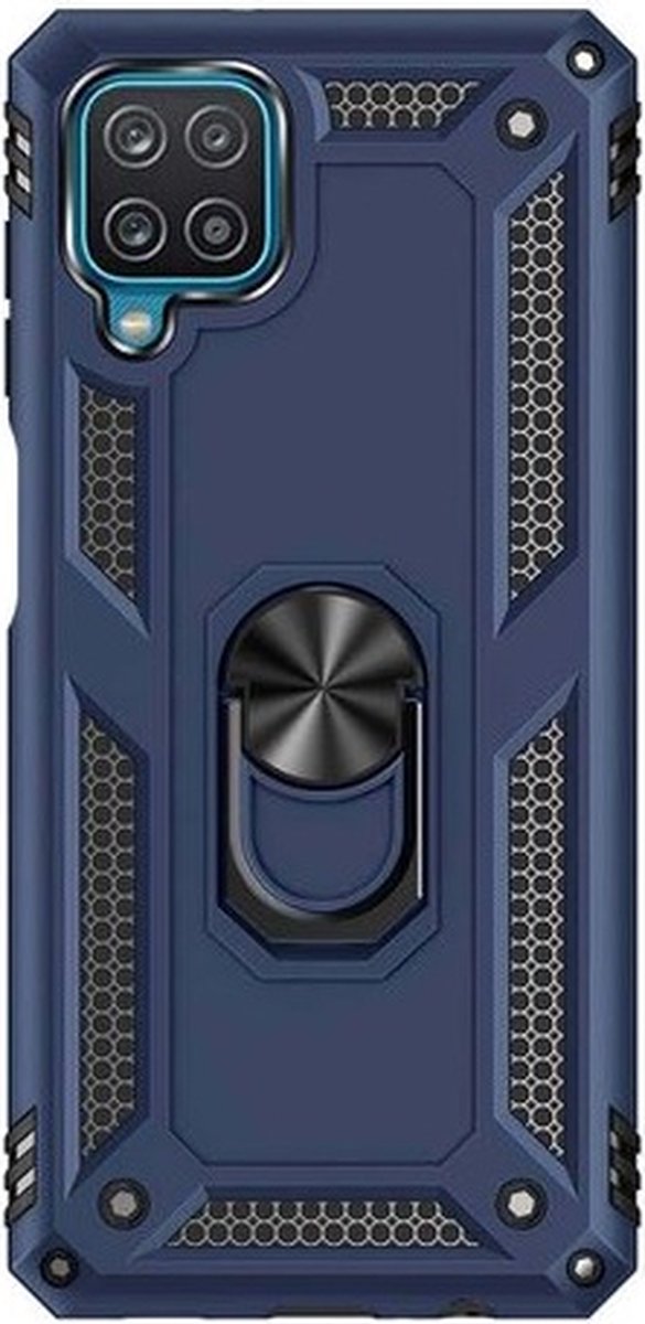 Samsung A12 Hybrid Armor Anti Shock Hoesje Blauw