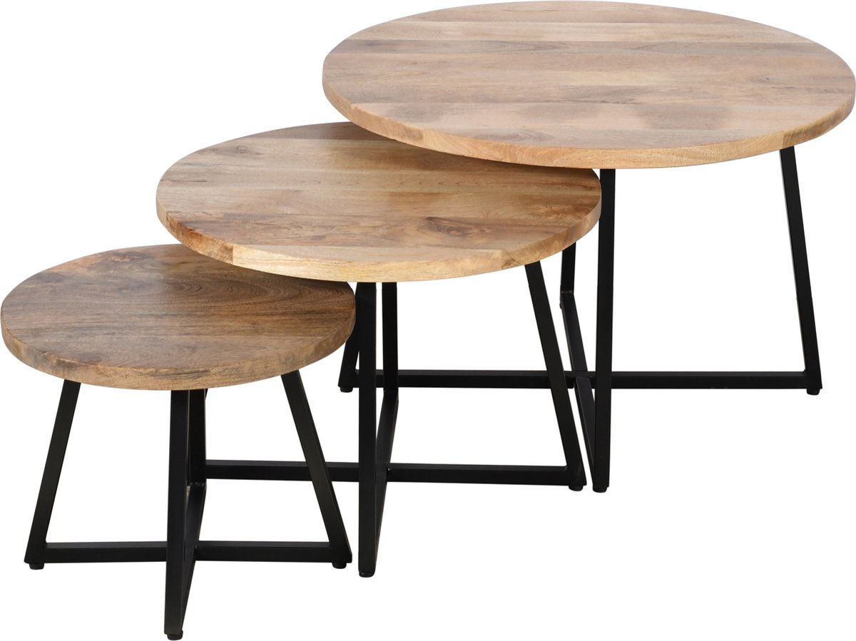 Salontafel set-3 stuks-Mangohout-Koloniaal Teakhuis