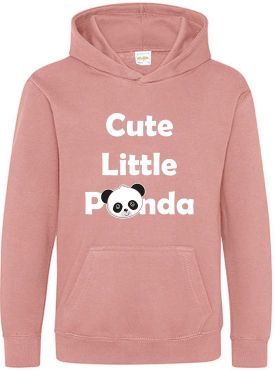 Pixeline Hoodie Cute Little Panda roze 7-8 jaar - Panda - Pixeline - Trui - Stoer - Dier - Kinderkleding - Hoodie - Dierenprint - Animal - Kleding