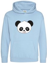 Pixeline Hoodie Panda Face Sky Blue 12-13 jaar - Pixeline - Trui - Stoer - Dier - Kinderkleding - Hoodie - Dierenprint - Animal - Kleding