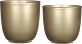 Mica - Plantenpot/bloempot - 4x stuks - keramiek - goud - D12/14.5 cm