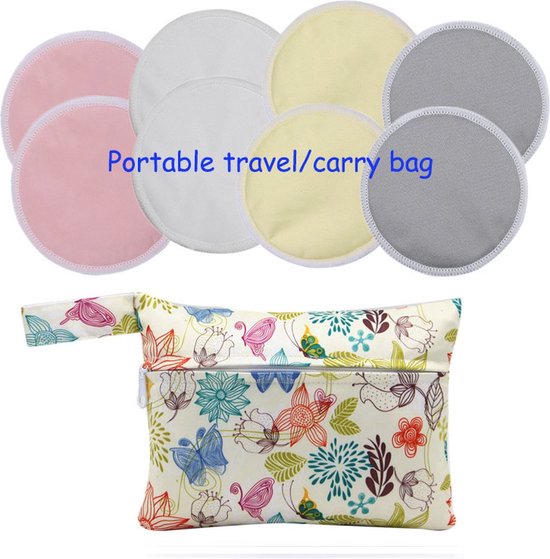 LaNicole® 100%Biologique-bambou-serviettes réutilisables- waterproof- Set de 8-serviettes d'allaitement lavables-absorbantes-sac d'inclusions