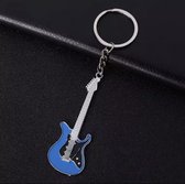 Guitare électrique (Blauw) - Porte-clés en métal - Pendentif d' Instruments de musique - Cadeau - Cadeau