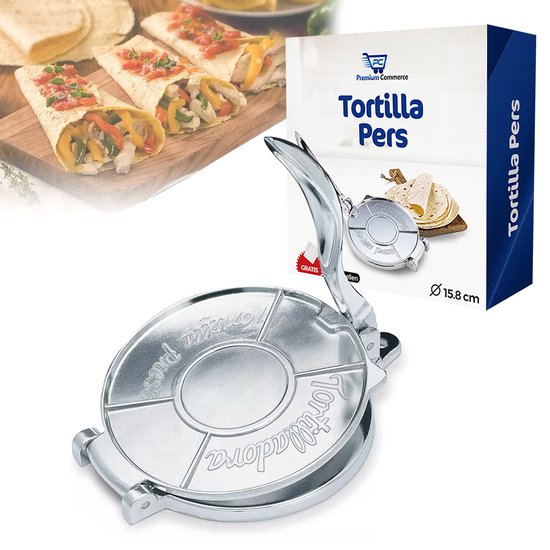 Tortilla Pers - Roti maker - Taco Press - Wrap - Incl. 10 Persvellen - Ø15.8 cm