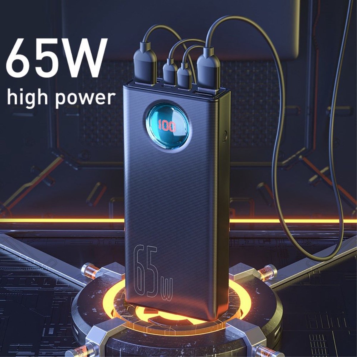 Baseus Amblight Powerbank 30.000 mAh met Power Delivery 65W Zwart