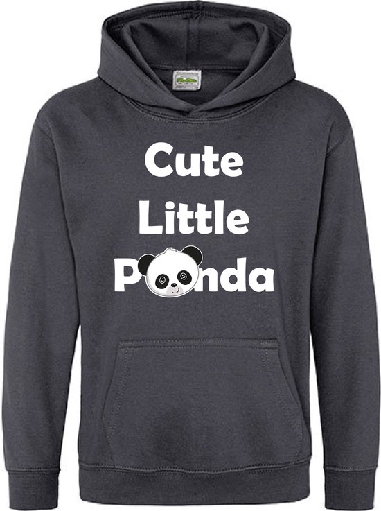 Pixeline Hoodie Cute Little Panda grijs 9-11 jaar - Panda - Pixeline - Trui - Stoer - Dier - Kinderkleding - Hoodie - Dierenprint - Animal - Kleding