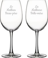 Rode wijnglas gegraveerd - 58cl - Le Meilleur Beau-père & La Meilleure Belle-mère
