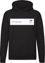 Not a Robot | Computer | reCaptcha | beveiliging | A.I | Unisex | Trui | Sweater | Hoodie | Capuchon | Zwart