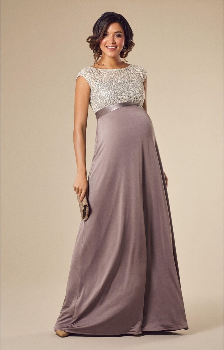 Mia Maternity Gown Dusky Truffle lang maat L