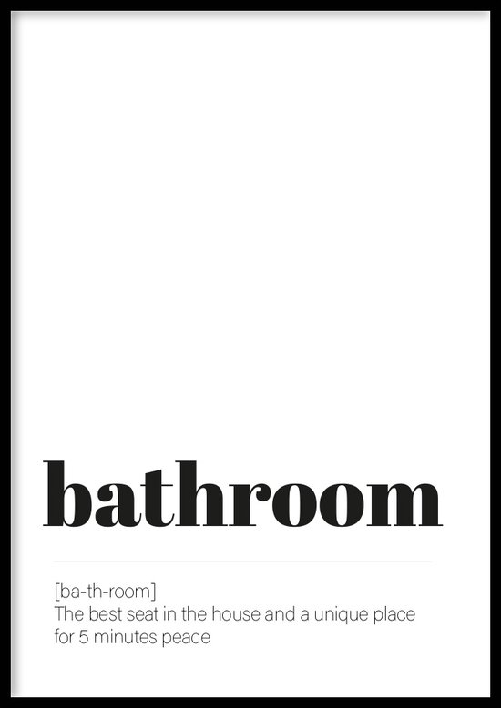 Poster Bathroom - WC Posters - Inclusief lijst - 21x30 cm - A4 - Ingelijst - WALLLL
