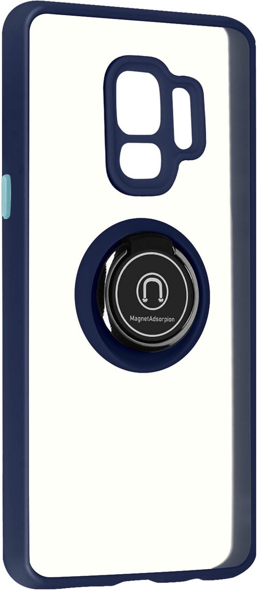 Geschikt voor Samsung Galaxy S9 Bi-materiaal Case Ring Video-Ondersteuning blauw