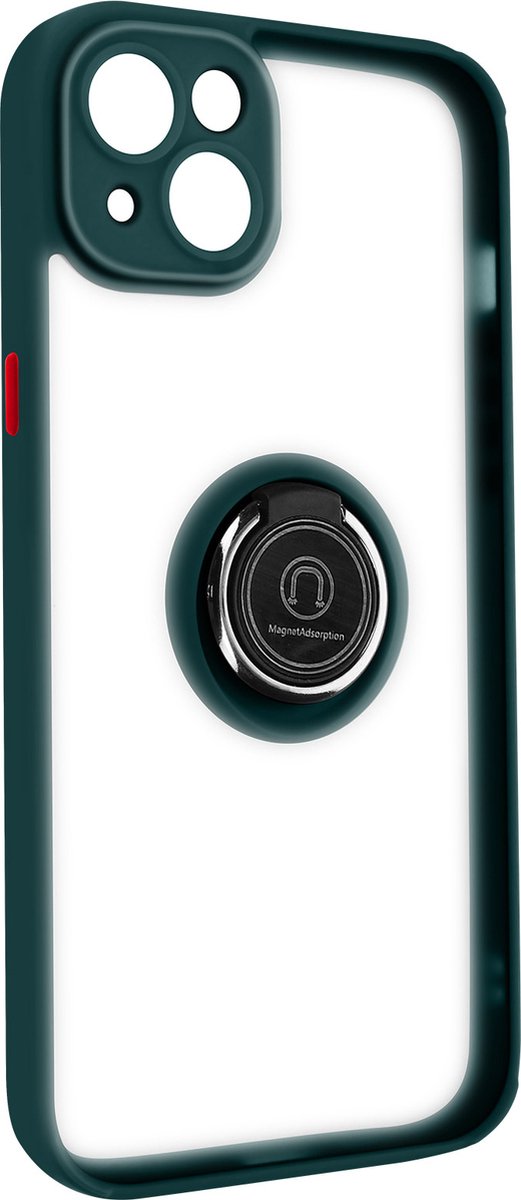 Geschikt voor Apple iPhone 14 Bi-materiaal Case Ring Video-Ondersteuning groen