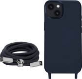 Geschikt voor Apple iPhone 14 Koord Hoesje Semi-rigide Nekkoord 80cm blauw