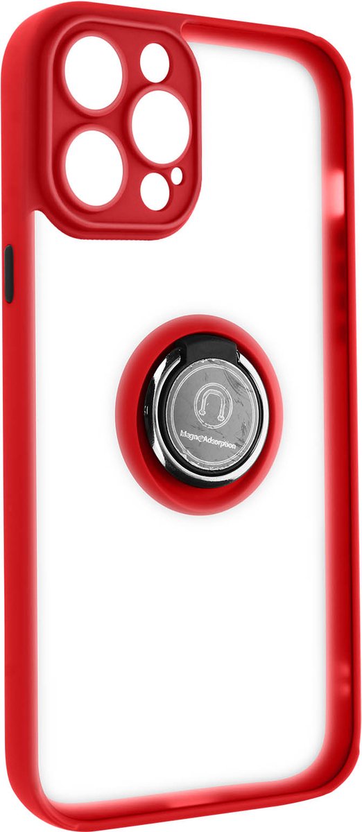 Geschikt voor Apple iPhone 14 Pro Max Bi-materiaal Case Ring Video-Ondersteuning rood