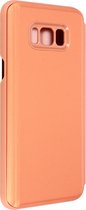 Folio Etui Spiegel Hoes Geschikt voor Samsung Galaxy S8 Plus Doorzichtige Flap Roze