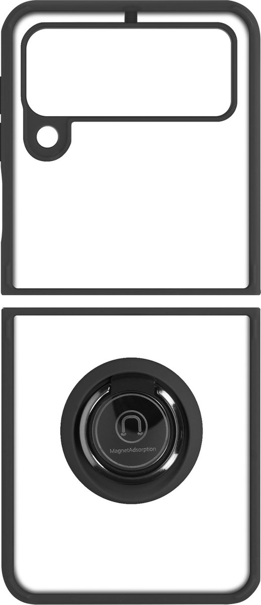 Geschikt voor Samsung Galaxy Z Flip 3 Bi-materiaal Case Ring Video-Ondersteuning zwart