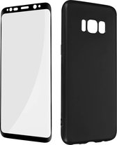 Geschikt voor Samsung Galaxy S8 Soepele gel siliconen hoes en 9H gehard glas - zwart