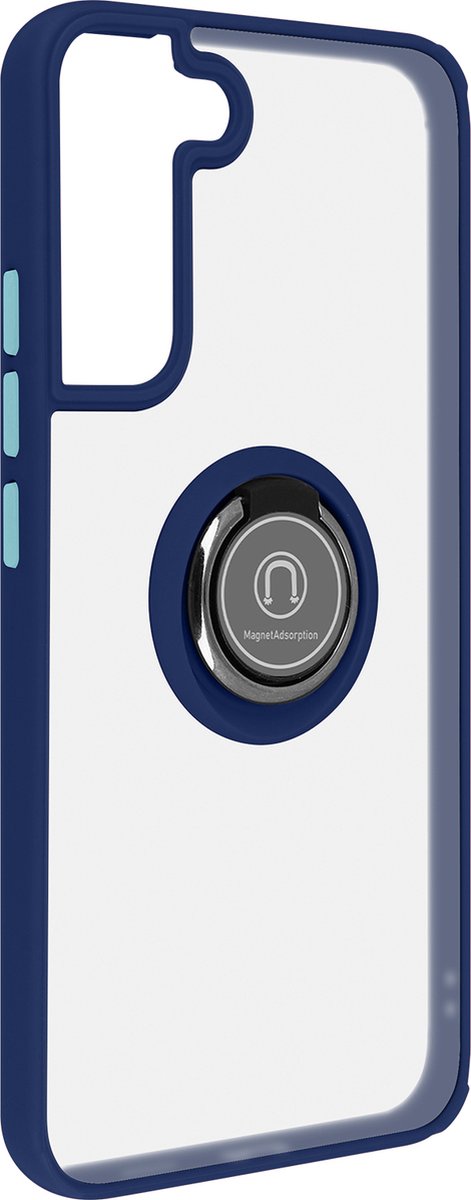 Geschikt voor Samsung Galaxy S22 Plus Bi-materiaal Case Ring Video-Ondersteuning blauw