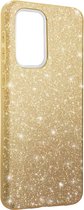 Geschikt voor Samsung Galaxy A33 5G hoes Glitter Leaf Verwisselbaar Semi-rigide goud