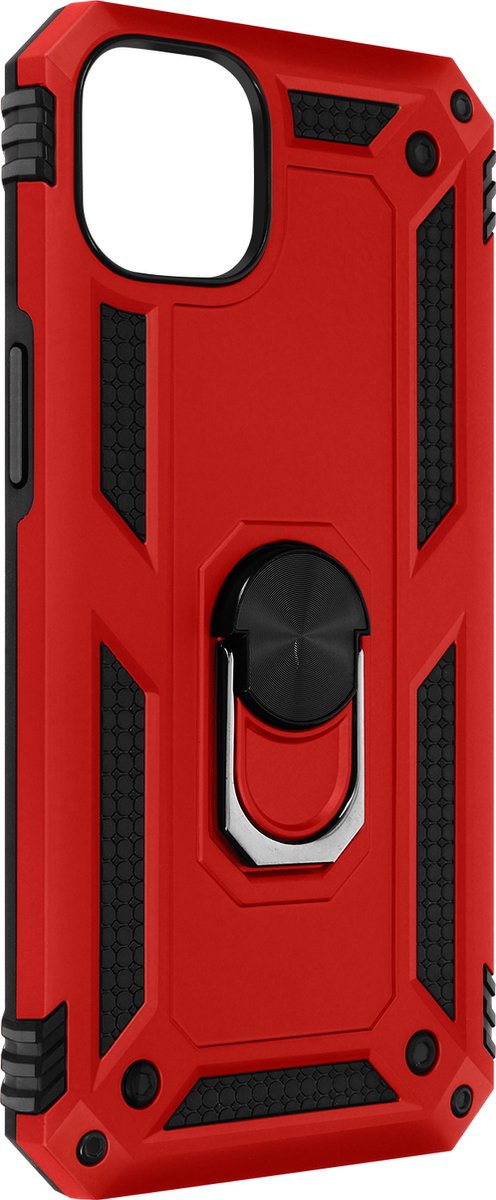 Geschikt voor Apple iPhone 14 Hybrid Case Video Support Ring rood
