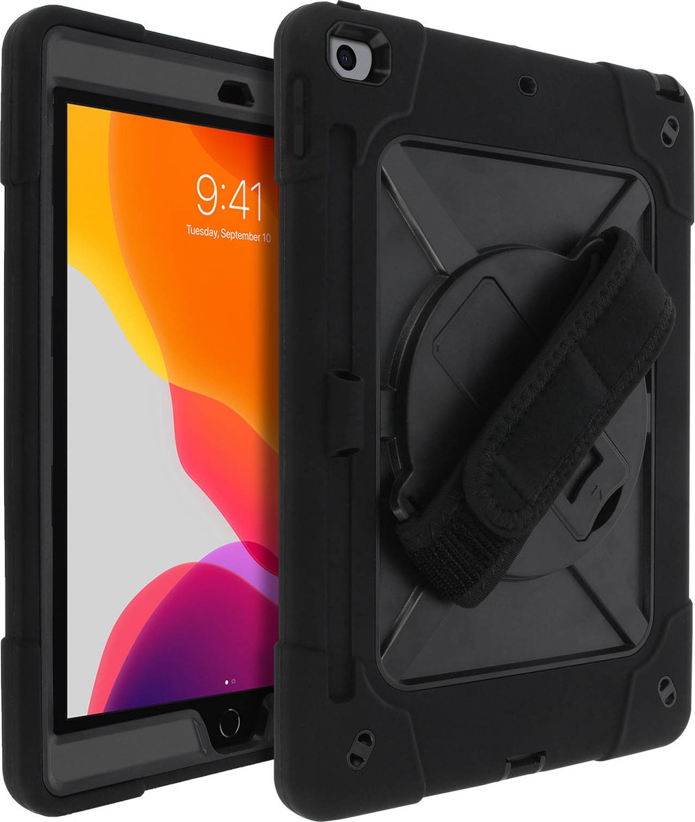 Avizar Hoesje Geschikt voor iPad 9 2021 iPad 8 2020 iPad 7 2019 Handgreep met Schouderband, Zwart