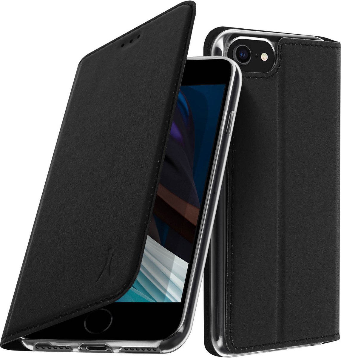 Bookcase Apple iPhone 7/8/SE 2020 met Kaarthouder Video Standaard Akashi zwart