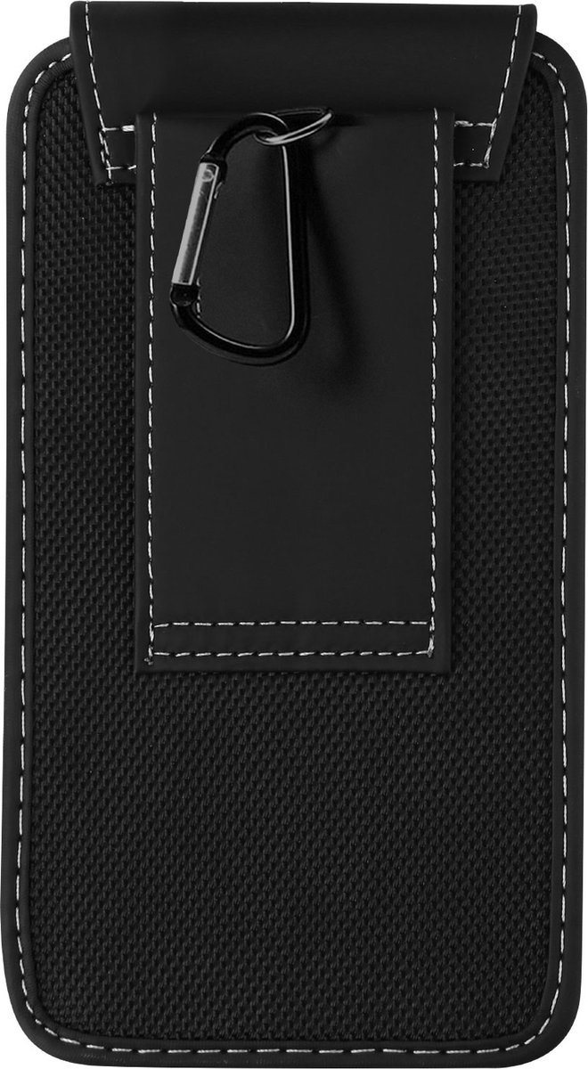 Universele Verticale Smartphone Riemtas Nylon Karabijnhaak Zwart