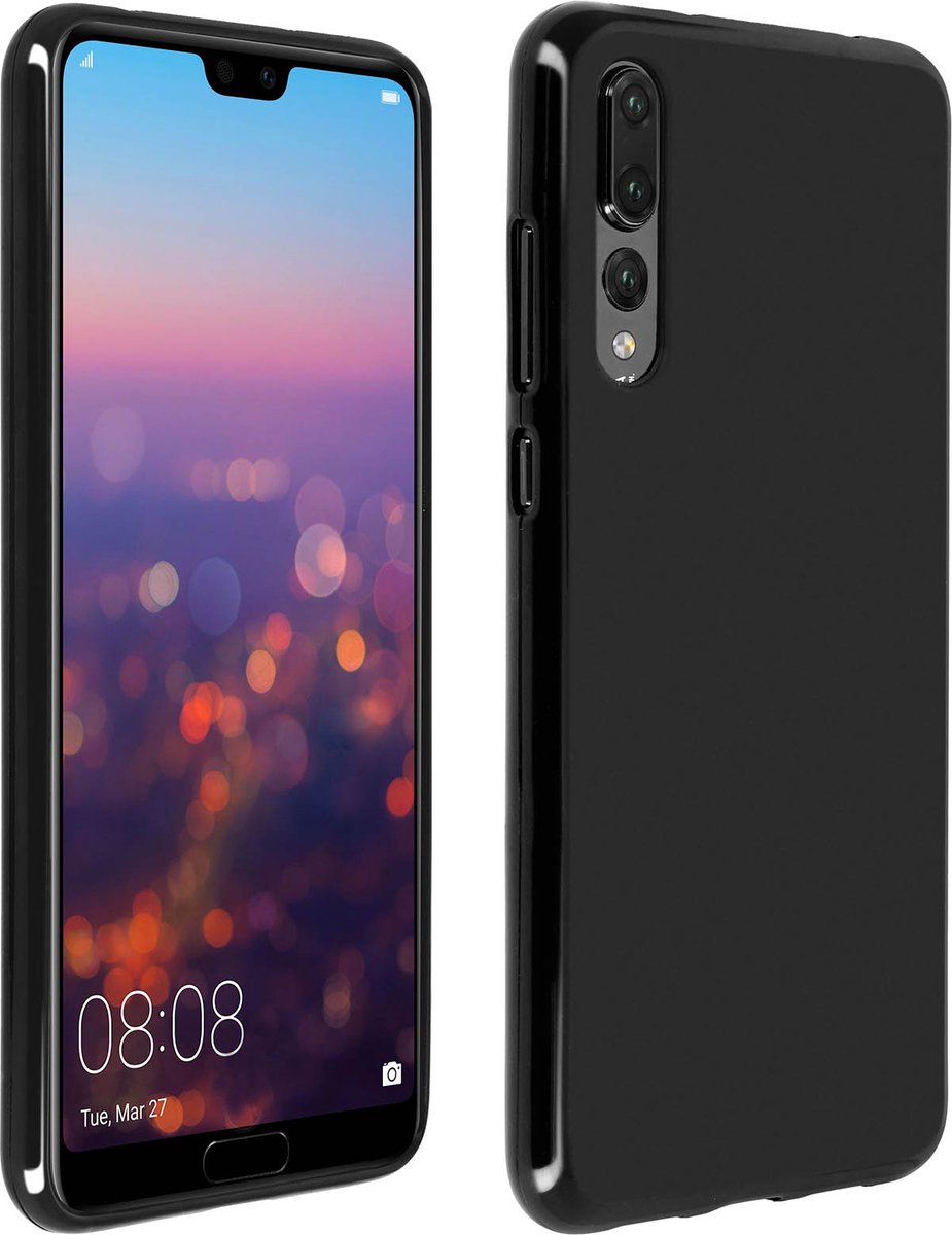 Avizar Hoes Geschikt voor Huawei P20 Pro Siliconengel - Zwart, Zwart
