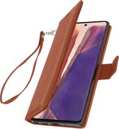 Cover Geschikt voor Samsung Galaxy Note 20 Flip Wallet Stand Video bruine