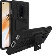 Geschikt voor OnePlus 8 Shockproof Case met Metalen riemclip zwart