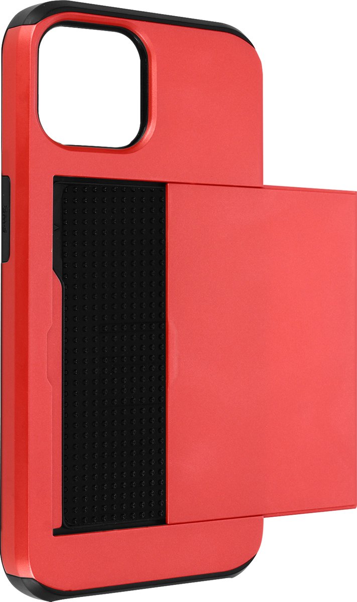 Hoes Geschikt voor Apple iPhone 13 Pro met Kaarsleuven Schokbestendig Defender Rood
