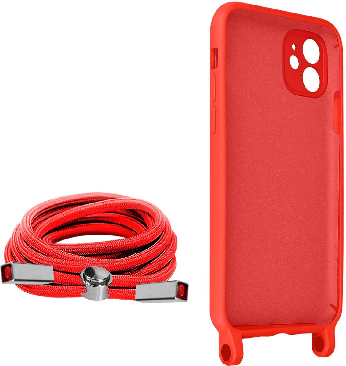 Geschikt voor Apple iPhone 11 Koord Hoesje Semi-rigide Nekkoord 80cm rood