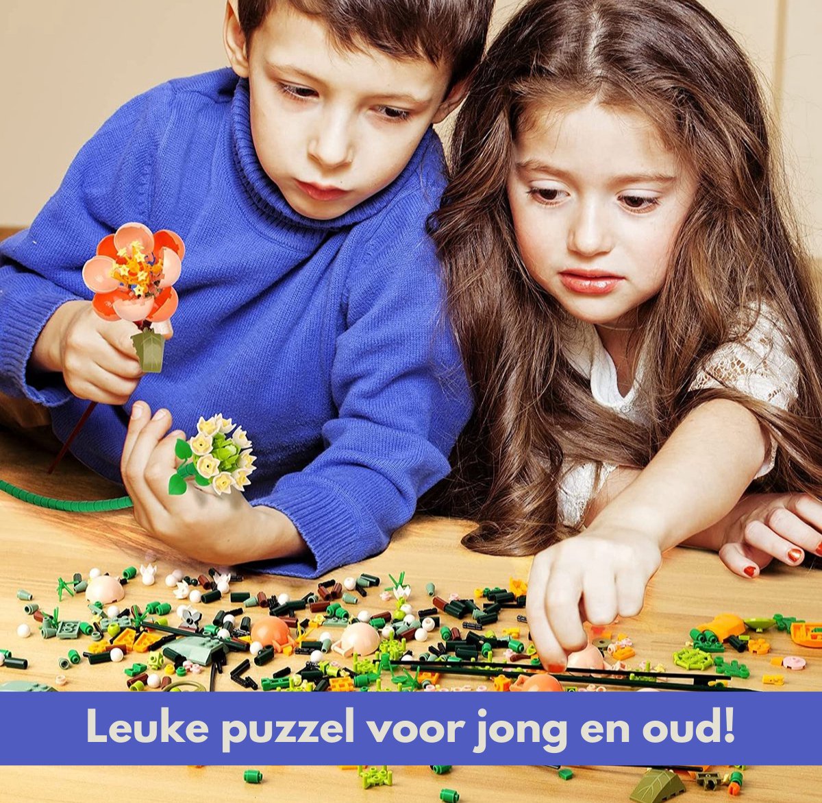 Leyun Boeket bloemen, kunstbloemen, set voor volwassenen, decoratieve woonaccessoires, idee, botanische collectie, bouwstenen, niet compatibel met Lego
