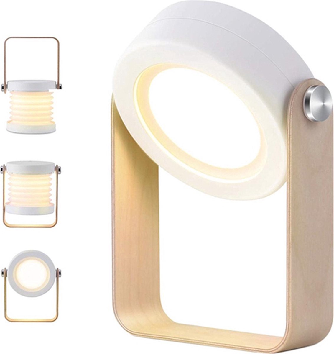 Bureaulamp Led - Dimbaar - Leeslamp - Wit - Houtlook