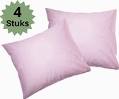 Kussenslopen - Set van 4 Stuks - 20A Hotelkwaliteit - Roze - 60x70cm - 100% HOOGWAARDIGE KATOEN - Droomtextiel