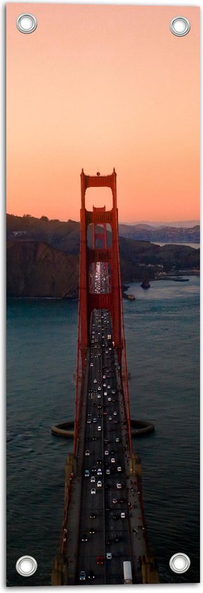 WallClassics - Tuinposter – Golden Gate Bridge in Californië - 20x60 cm Foto op Tuinposter (wanddecoratie voor buiten en binnen)