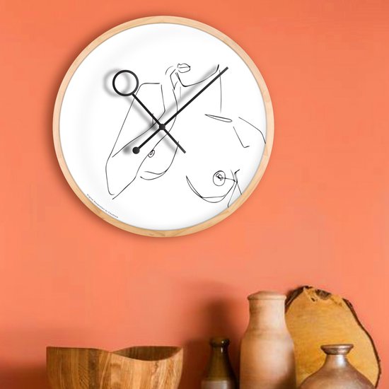Cloudnola Boobie Wall clock 42 cm Tessa Roosenstein - Line Art Klok