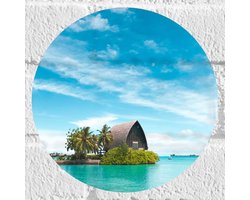WallClassics - Muursticker Cirkel - Hotel op het Water - Malediven - 20x20 cm Foto op Muursticker