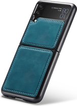 Samsung Flip 4 Case - Samsung Galaxy Z Flip 4 Back Case Cuir Slimline Blauw