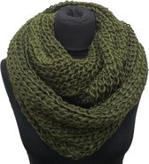 Chunky Knit Loop Scarf - Loop - Rond - Snood - Vert olive - 75 x 25 cm