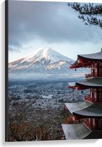 WallClassics - Canvas - Hoogste Berg van Japan - Fuji - 60x90 cm Foto op Canvas Schilderij (Wanddecoratie op Canvas)